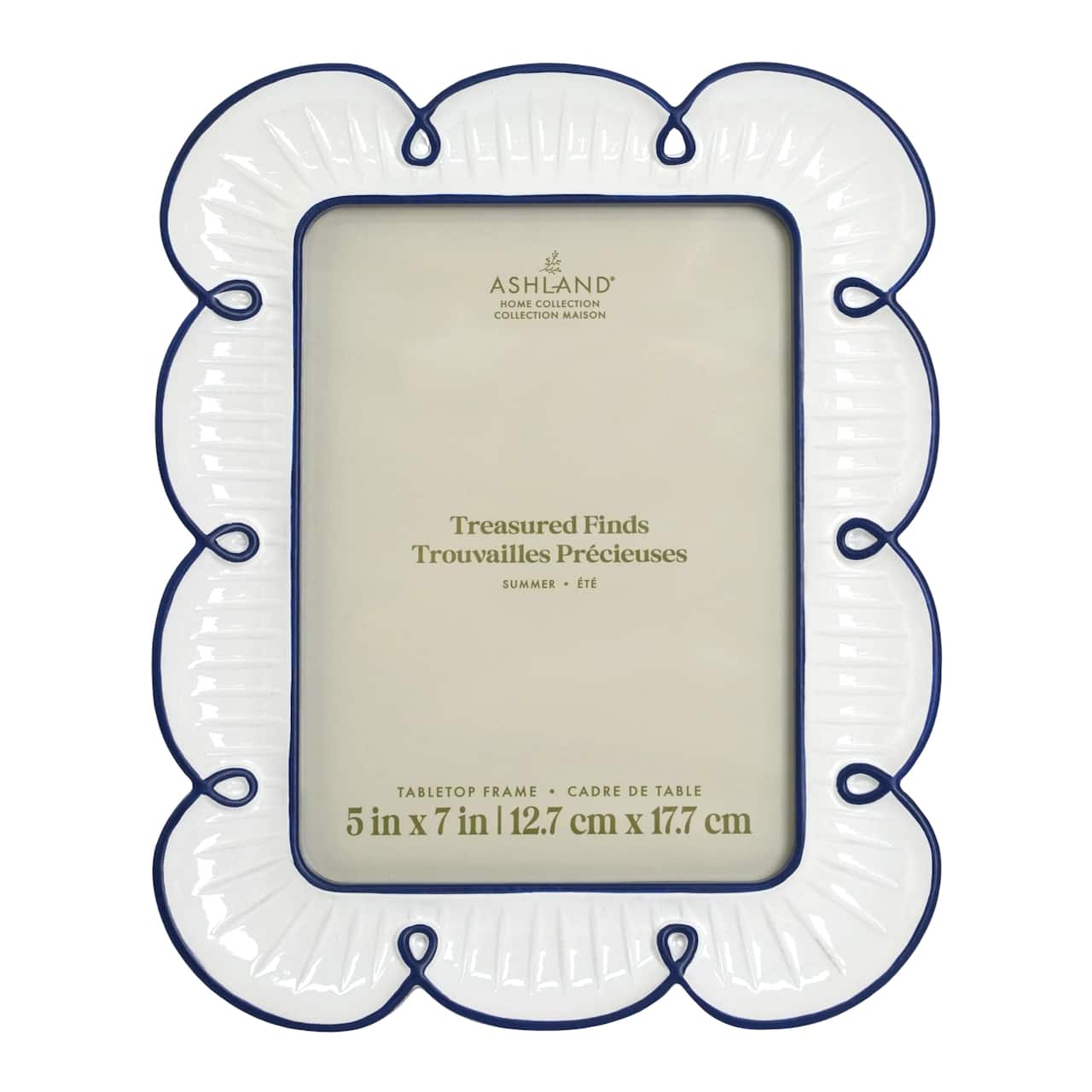 5" x 7" White & Blue Flower Scallop Tabletop Frame, Treasured Finds by Ashland®